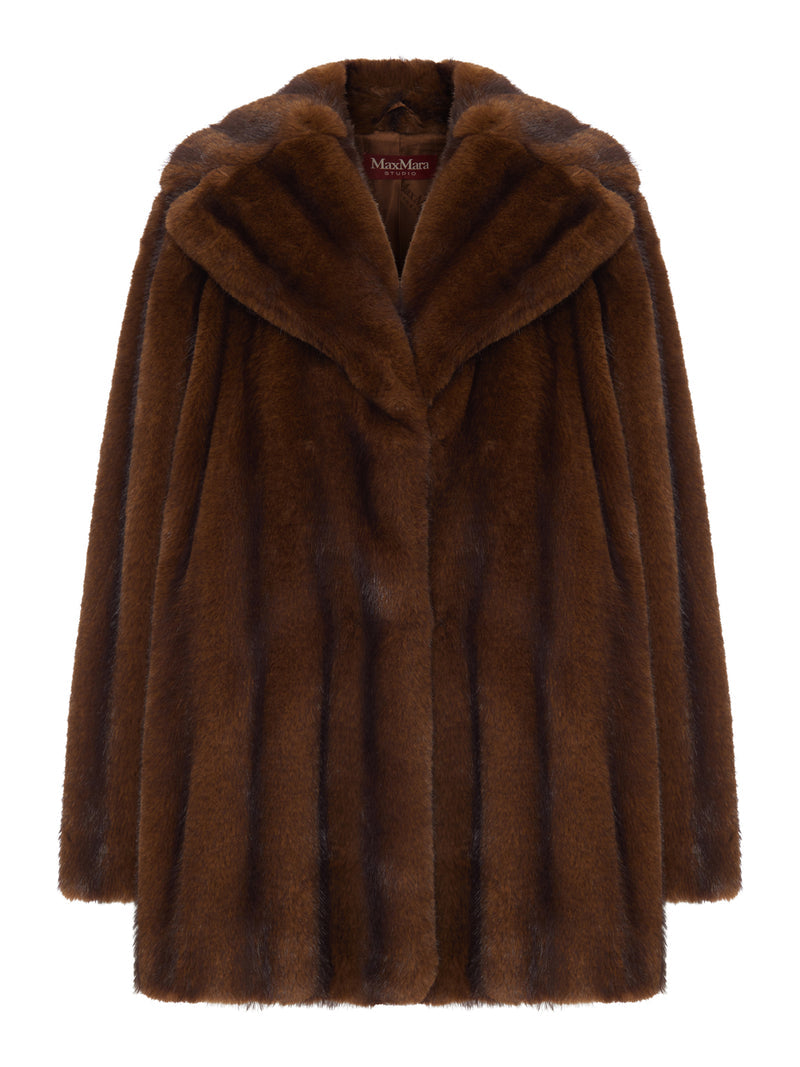 Max Mara Studio Max Mara Studio Women Eco Fur Coat With Revers Collar