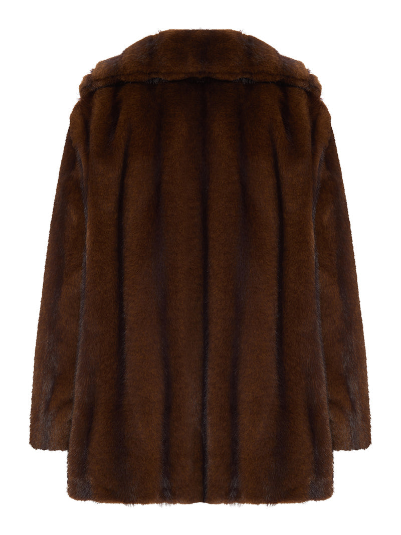 Max Mara Studio Max Mara Studio Women Eco Fur Coat With Revers Collar