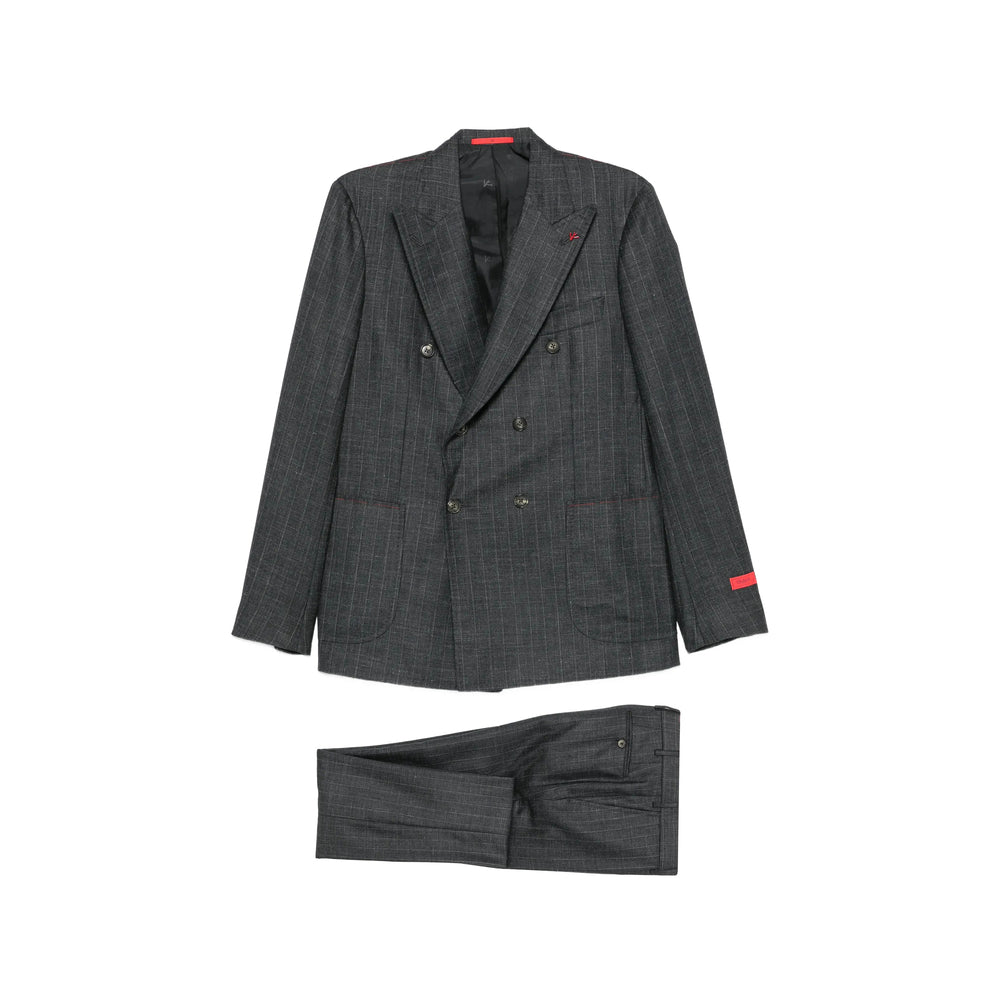 Isaia Grey Suits - Double Breasted Suits Men