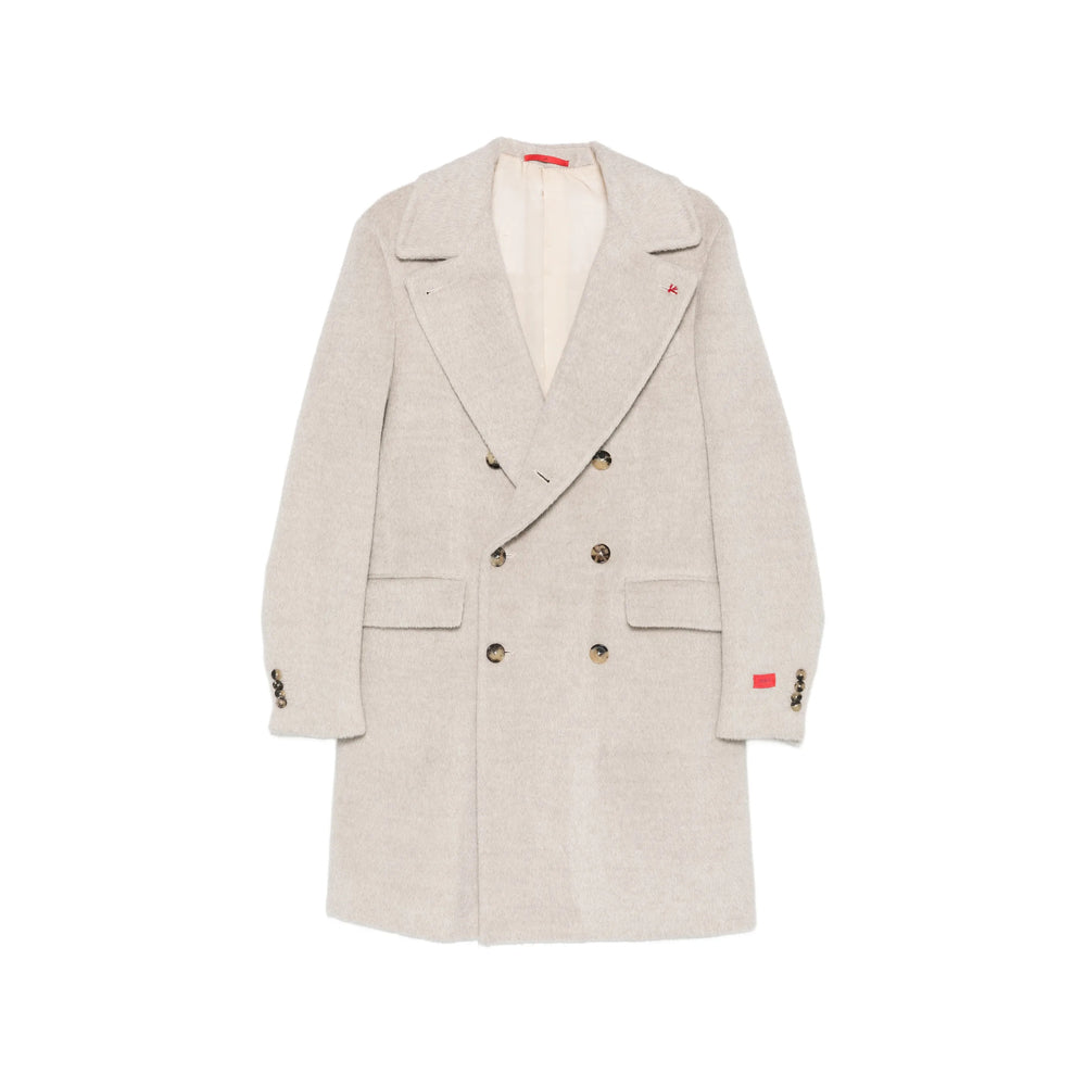 Isaia Neutrals Coats - Double Breasted Coats Men