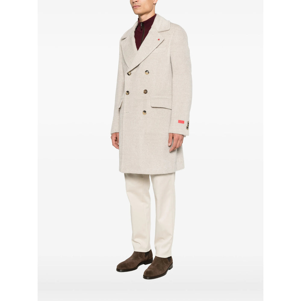 Isaia Neutrals Coats - Double Breasted Coats Men