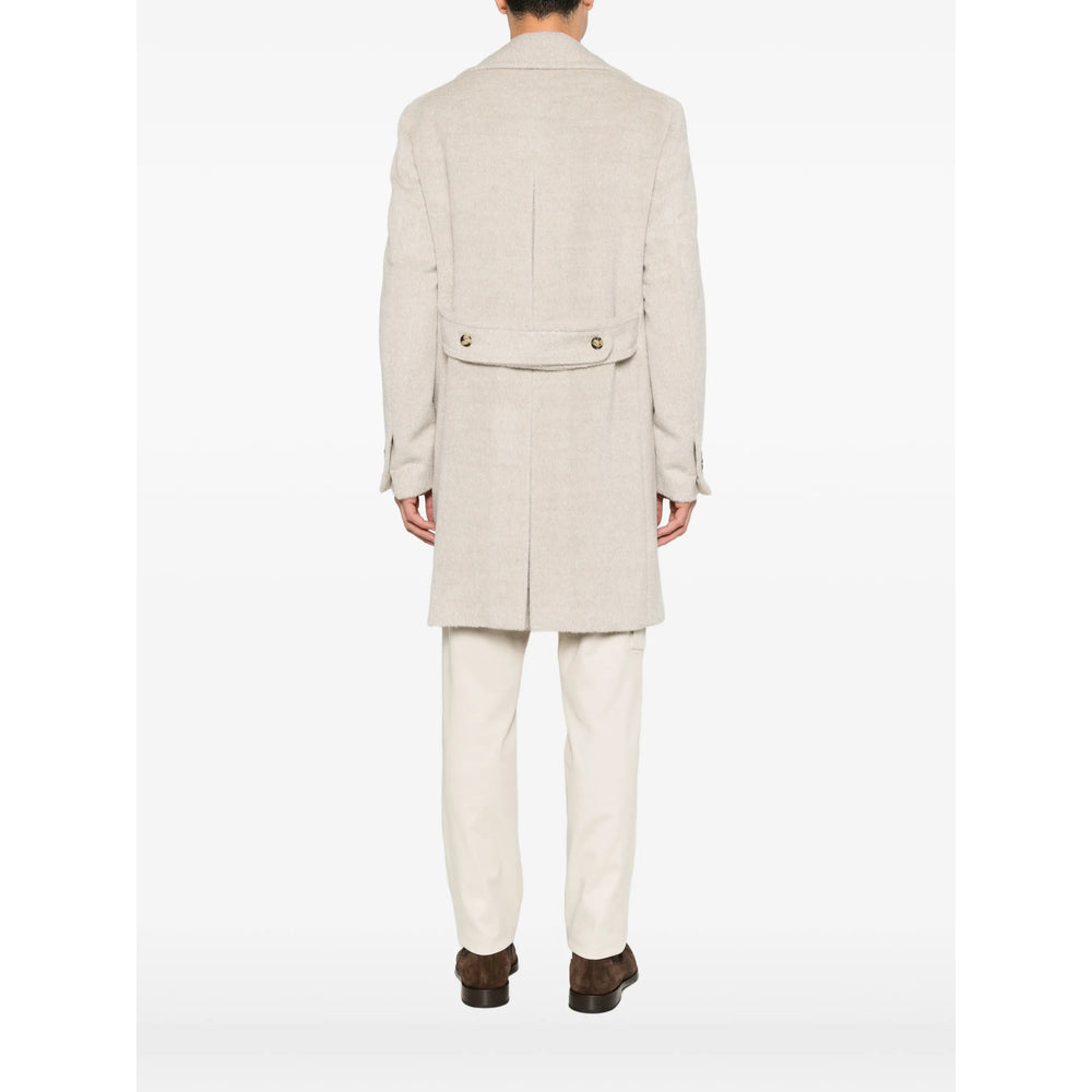 Isaia Neutrals Coats - Double Breasted Coats Men