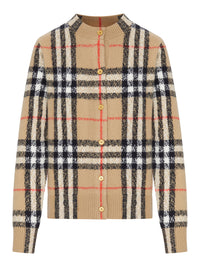 Burberry Women Check Knit Cardigan With Buttons