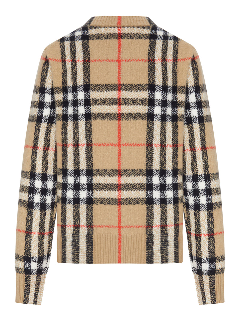 Burberry Women Check Knit Cardigan With Buttons