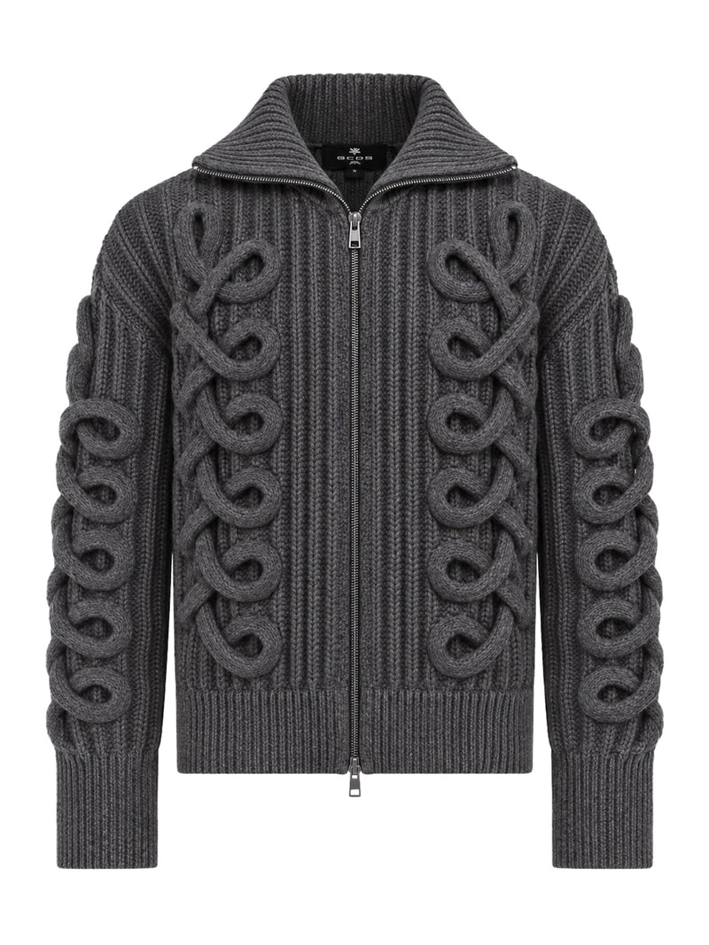 Etro Women Ribbed Wool-Blend Zip-Up Cardigan With Cable-Knit Details