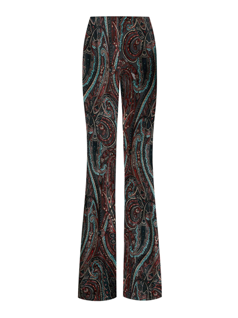 Etro Women Jacquard Chenille Flared Trousers With Paisley Pattern