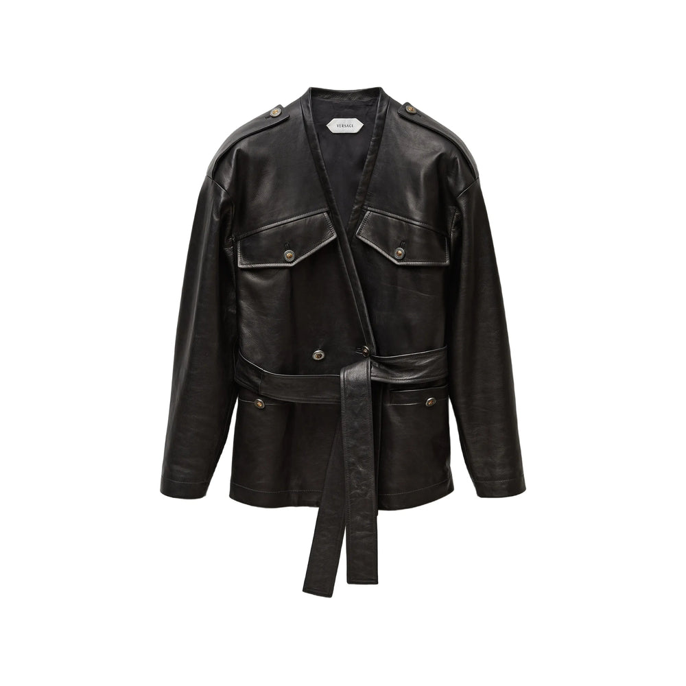 Versace Black Jackets - Leather Jackets Women