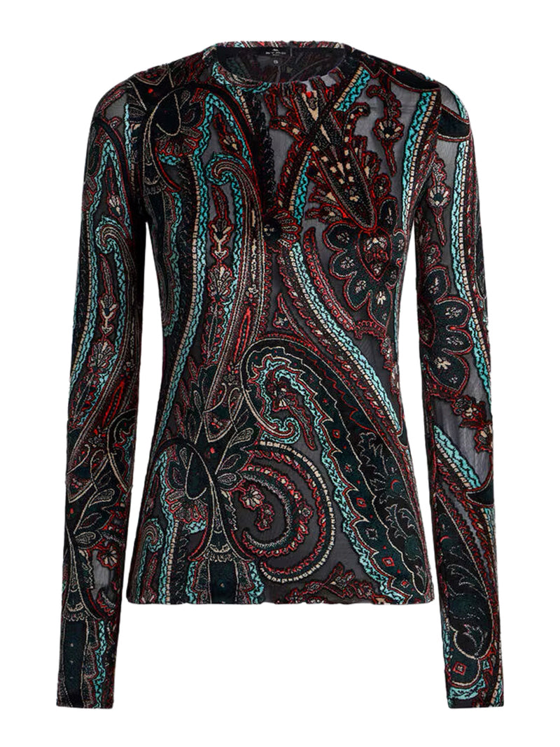 Etro Women Jacquard Chenille Sweater With Paisley Pattern