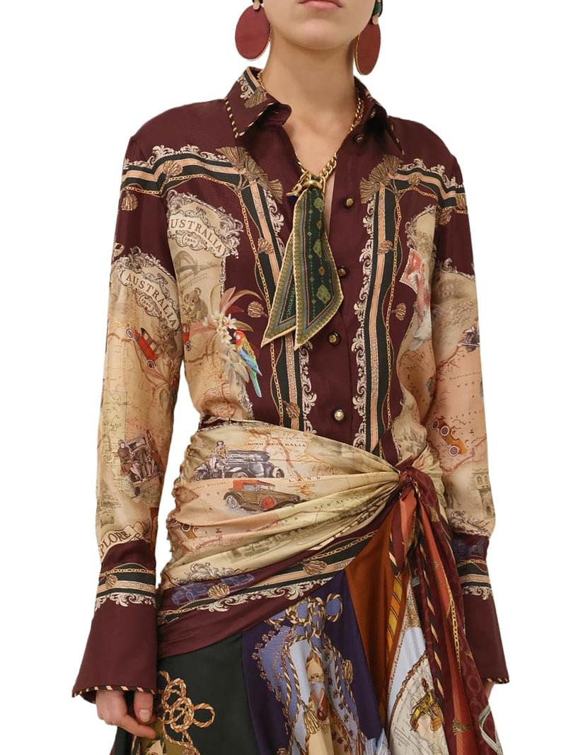 Zimmermann Zimmermann Women Printed Satin Shirt With A Scarf Motif