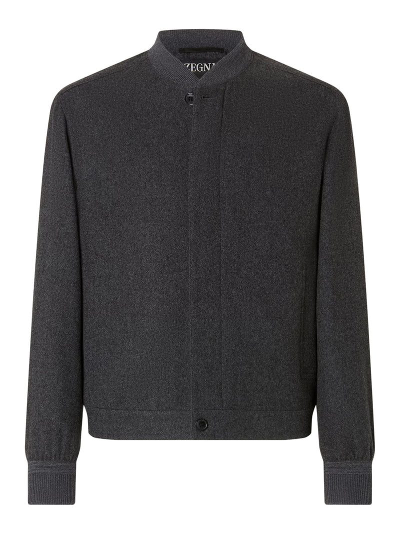 Zegna Zegna Men Dark Grey Multi-Melange Oasi Cashmere Elements Bomber Jacket