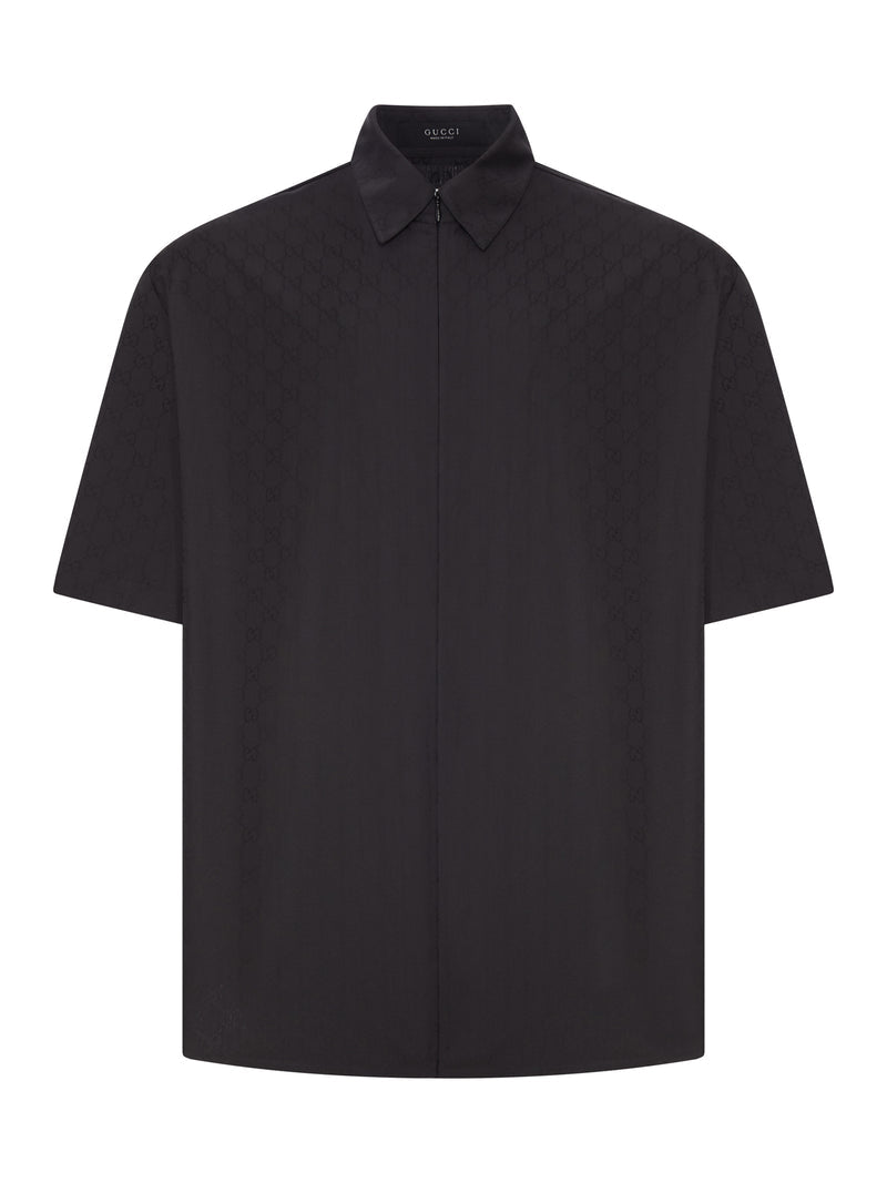 Gucci Gucci Men Gg Cotton Poplin Zip Shirt