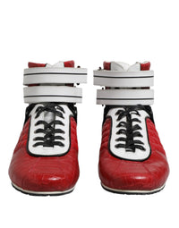 Dolce & Gabbana Red Quilted Leather Lace Up Sneakers Men's Shoes