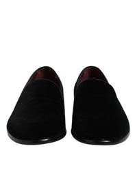 Dolce & Gabbana Black Velvet Slip On Loafers Formal Men's Shoes