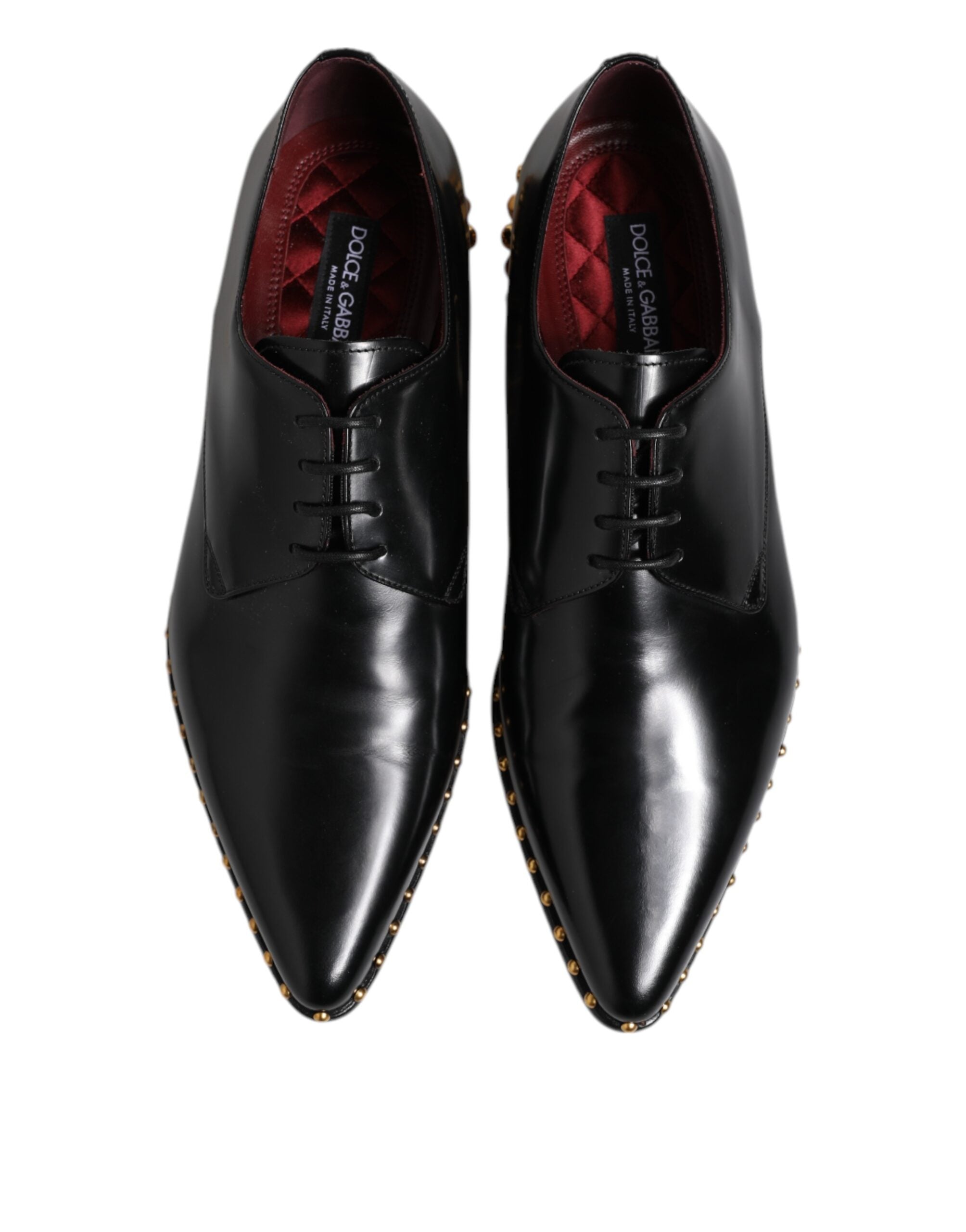 Dolce & Gabbana Dolce & Gabbana Black Leather Studded Derby Men Dress Men's Shoes