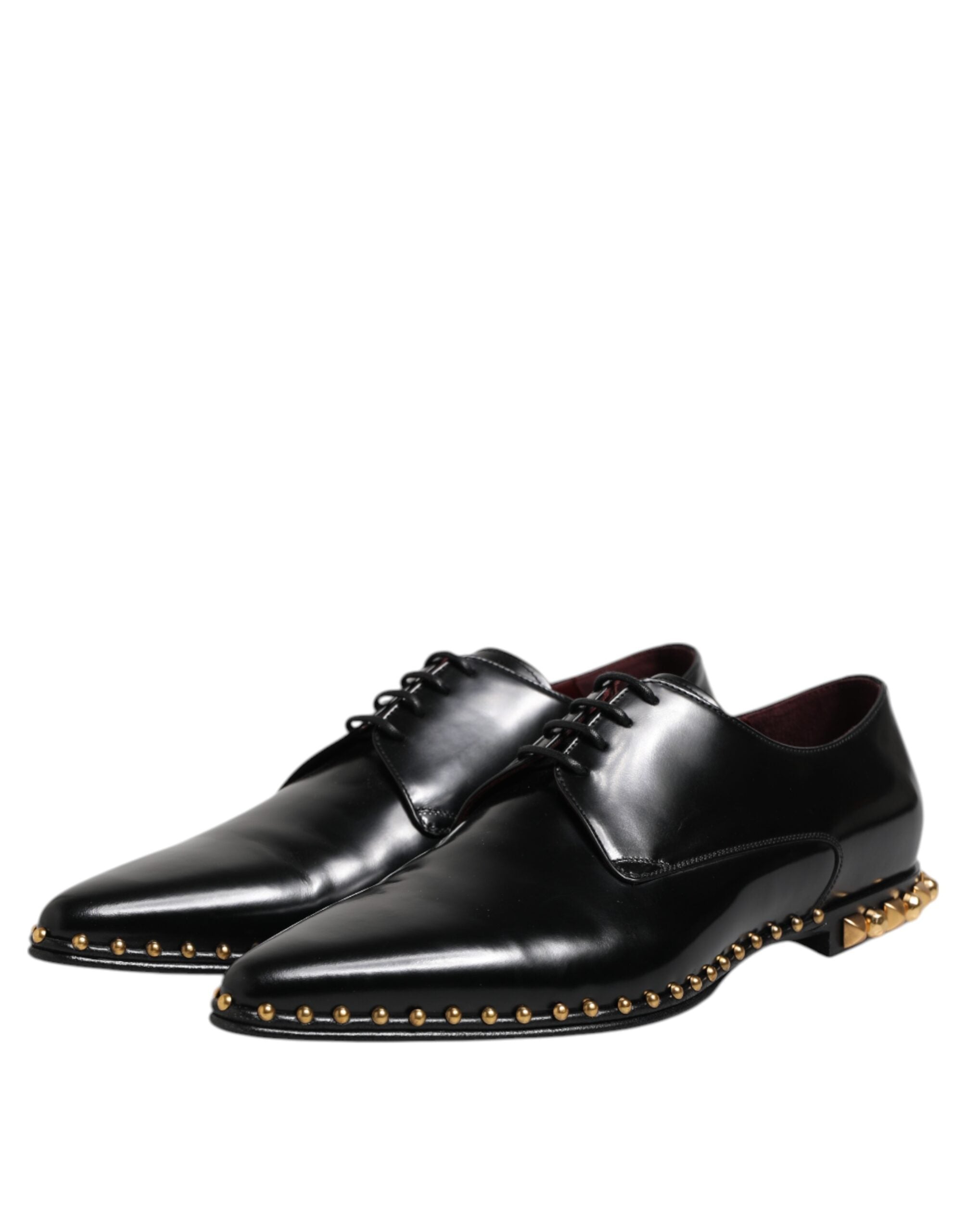 Dolce & Gabbana Dolce & Gabbana Black Leather Studded Derby Men Dress Men's Shoes