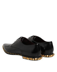 Dolce & Gabbana Dolce & Gabbana Black Leather Studded Derby Men Dress Men's Shoes