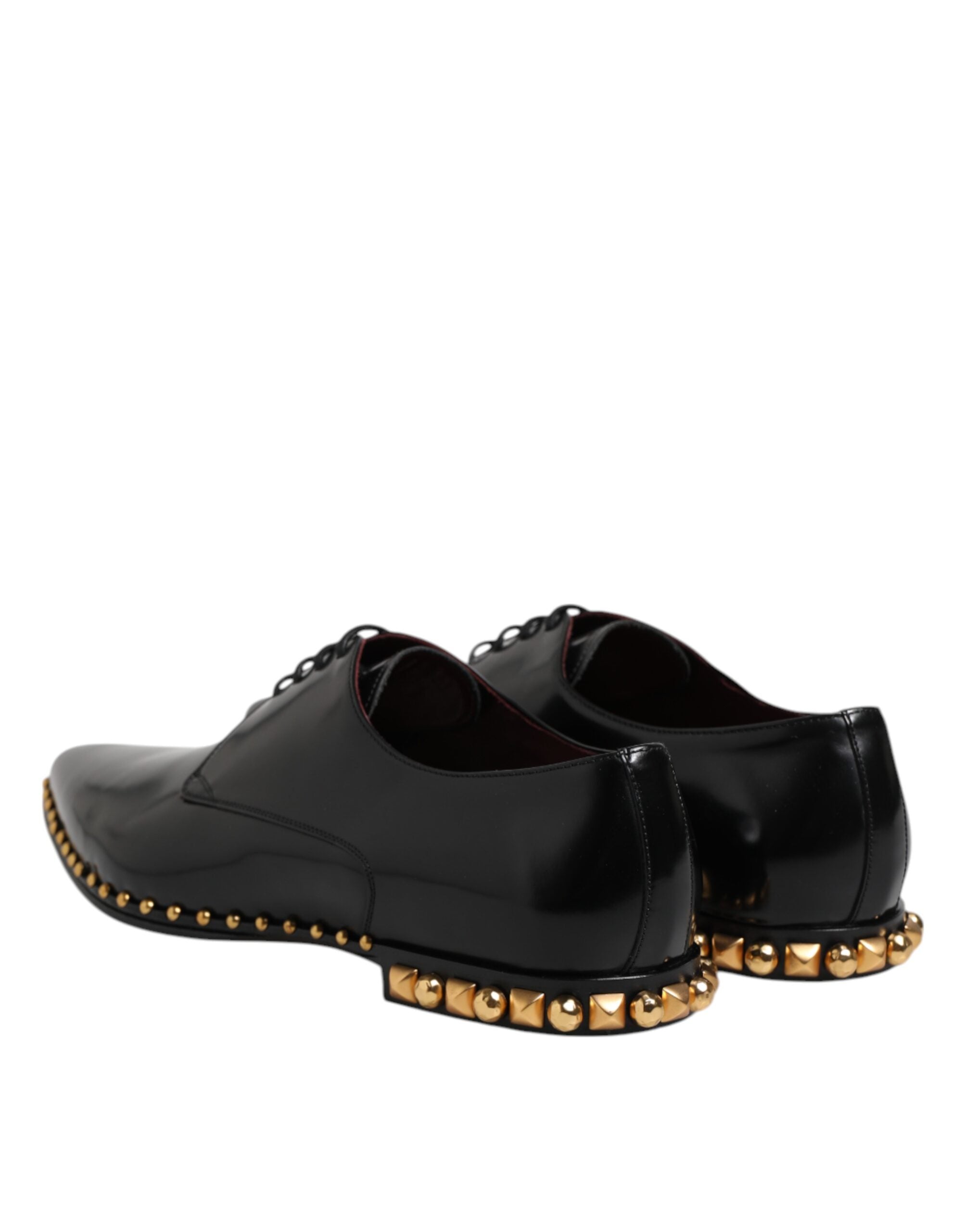 Dolce & Gabbana Dolce & Gabbana Black Leather Studded Derby Men Dress Men's Shoes