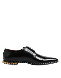 Dolce & Gabbana Dolce & Gabbana Black Leather Studded Derby Men Dress Men's Shoes