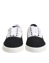 Dolce & Gabbana Black Cotton Canvas Lace Up Men Sneakers Men's Shoes