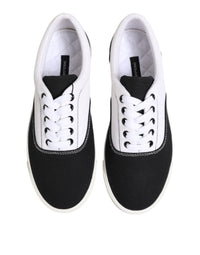 Dolce & Gabbana Black Cotton Canvas Lace Up Men Sneakers Men's Shoes