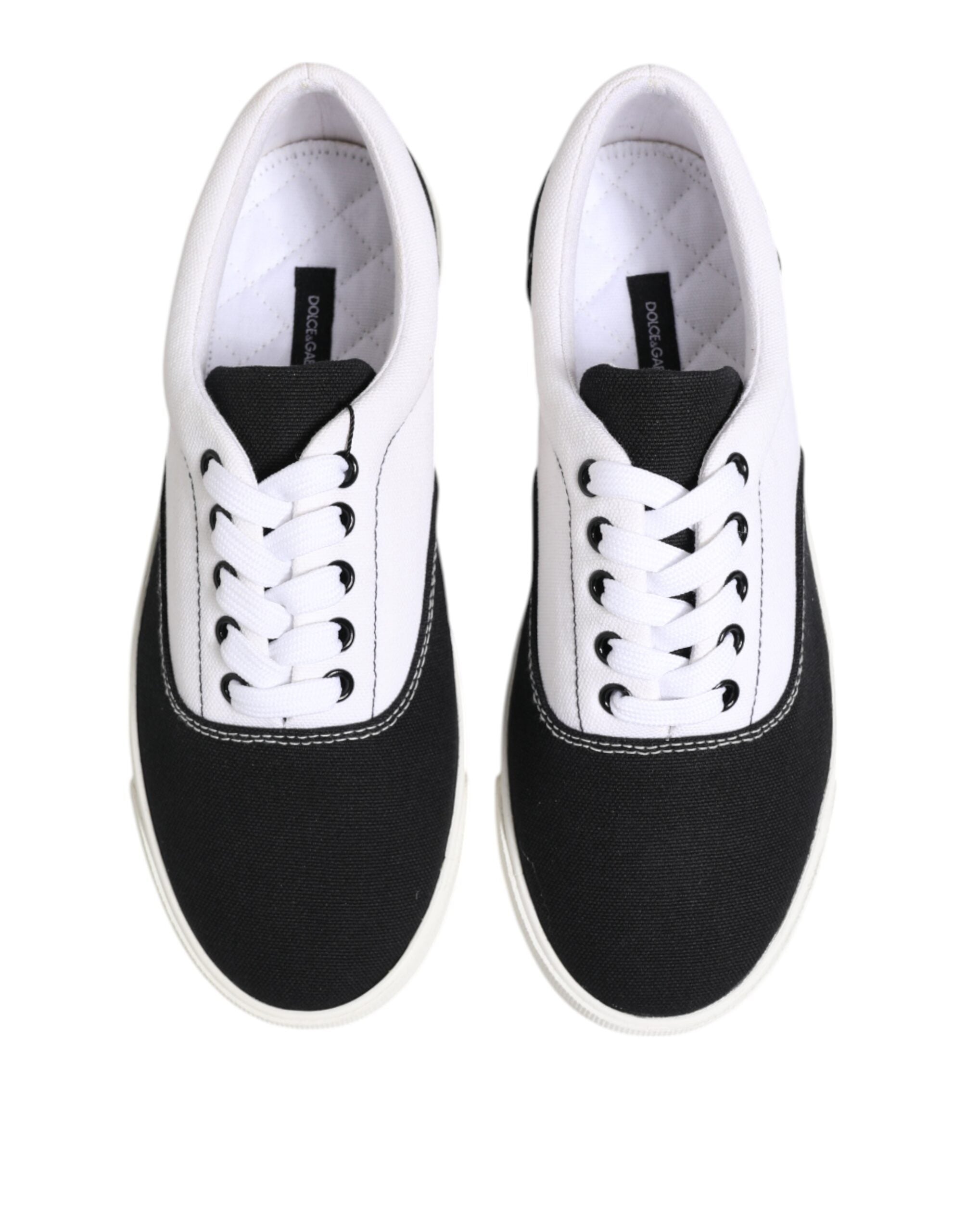 Dolce & Gabbana Black Cotton Canvas Lace Up Men Sneakers Men's Shoes