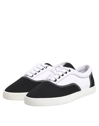 Dolce & Gabbana Black Cotton Canvas Lace Up Men Sneakers Men's Shoes