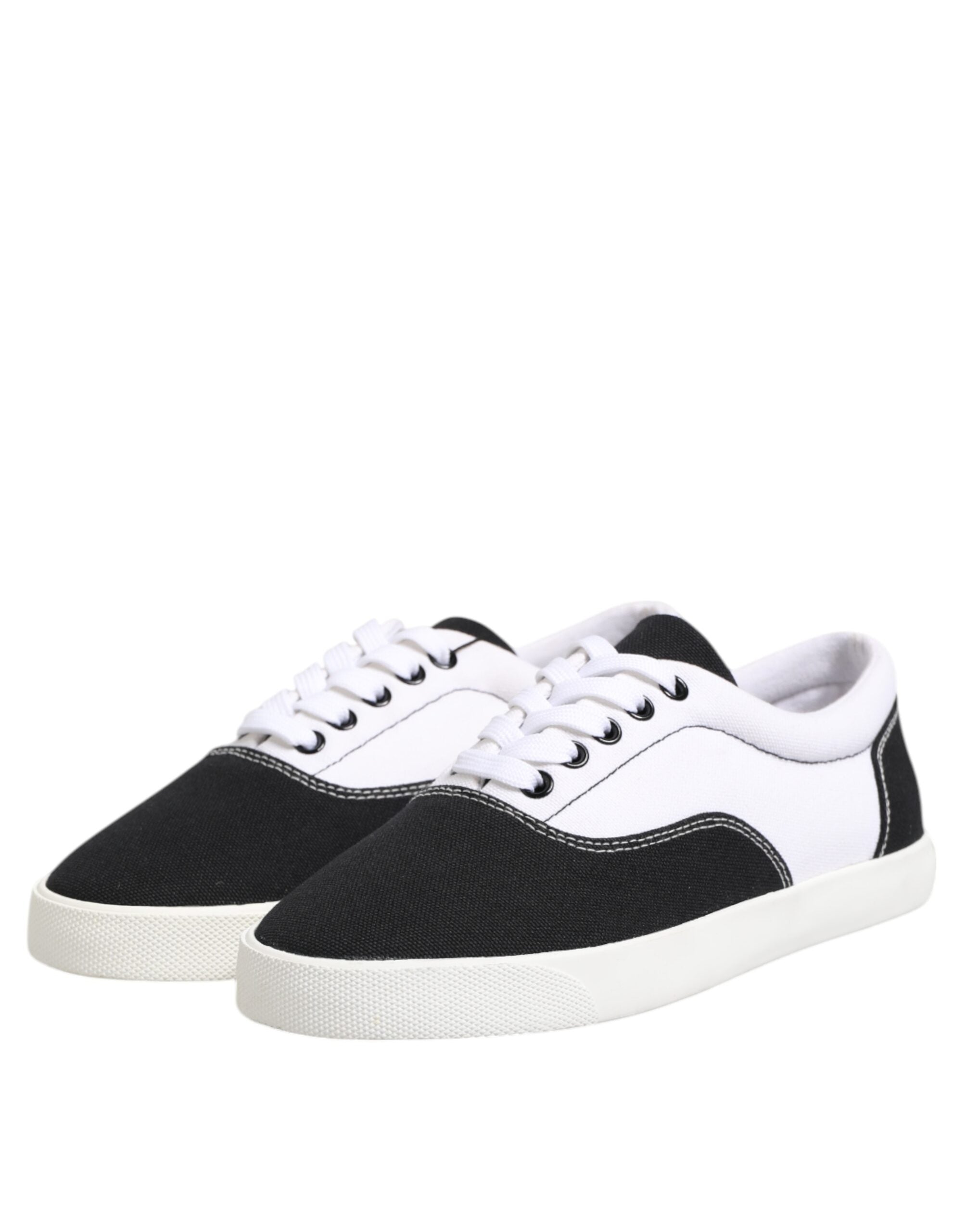 Dolce & Gabbana Black Cotton Canvas Lace Up Men Sneakers Men's Shoes