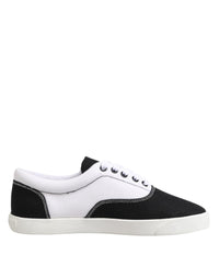 Dolce & Gabbana Black Cotton Canvas Lace Up Men Sneakers Men's Shoes