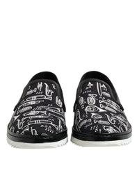 Dolce & Gabbana Black Slip On Printed Men Loafers Men's Shoes