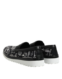 Dolce & Gabbana Black Slip On Printed Men Loafers Men's Shoes
