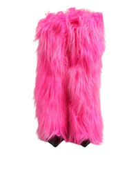 Dolce & Gabbana Dolce & Gabbana Pink Faux Fur Leather High Heels Boots Women's Shoes