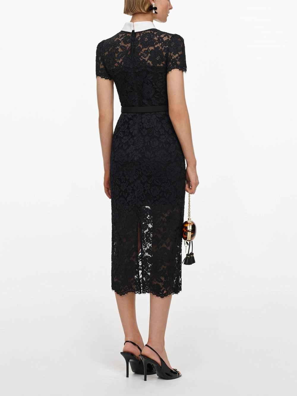 Self-portrait Self-Portrait Women Lace Contrast Collar Midi Dress
