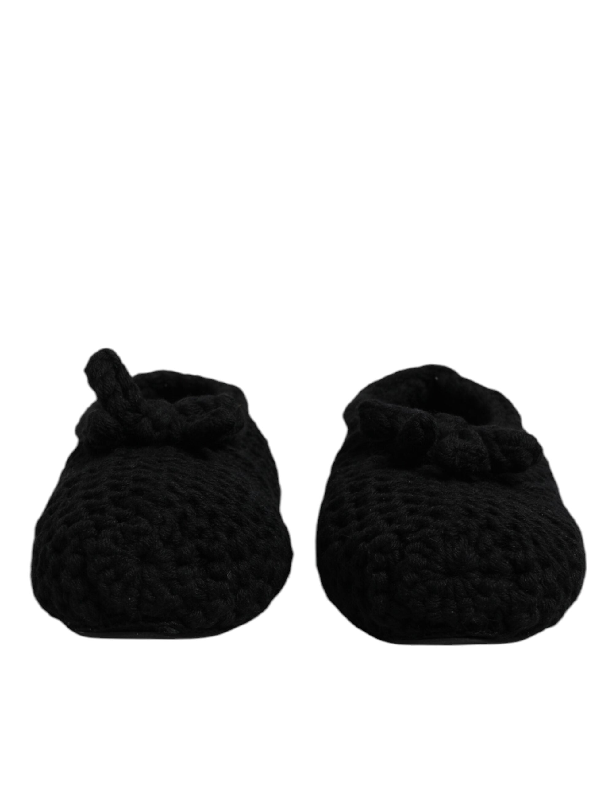 Dolce & Gabbana Dolce & Gabbana Black Wool Slip On Flats Ballerina Women's Shoes
