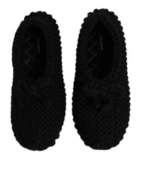 Dolce & Gabbana Dolce & Gabbana Black Wool Slip On Flats Ballerina Women's Shoes