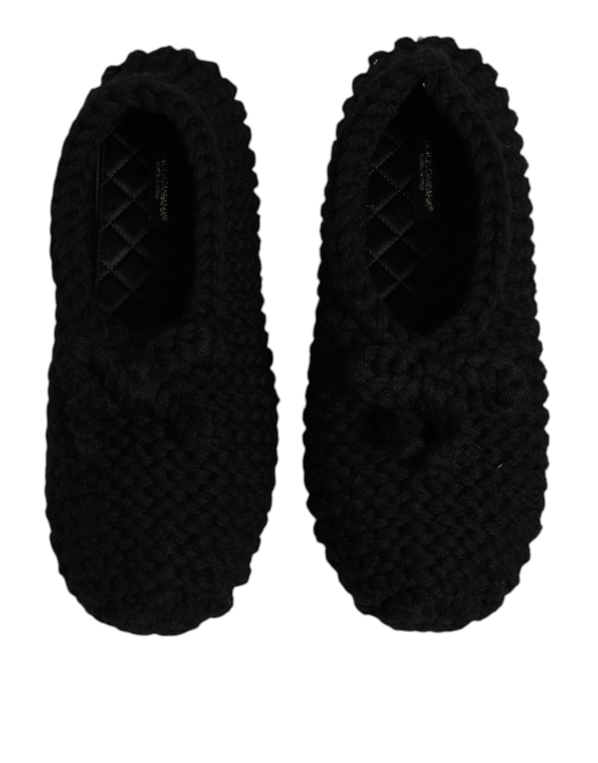 Dolce & Gabbana Dolce & Gabbana Black Wool Slip On Flats Ballerina Women's Shoes