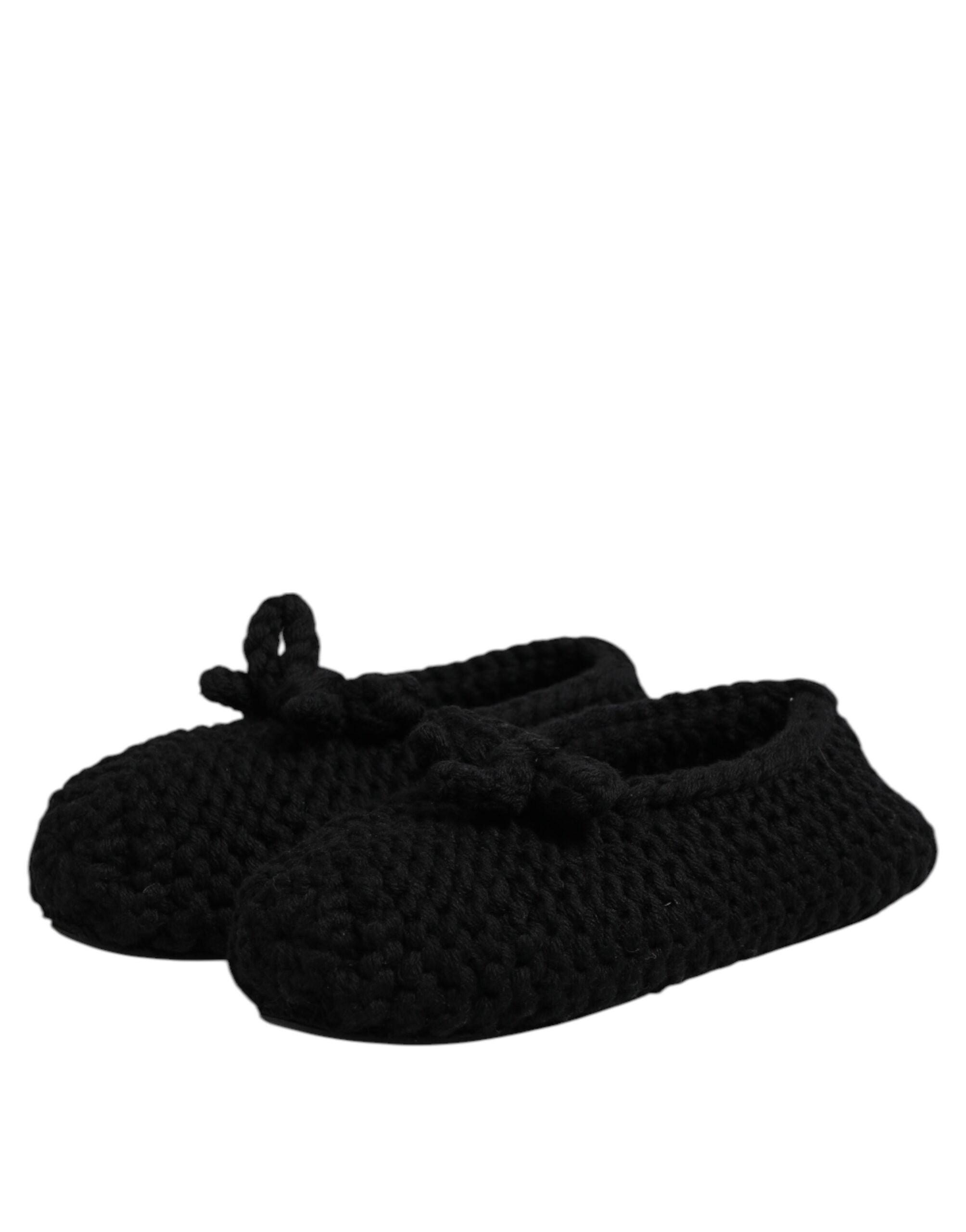 Dolce & Gabbana Dolce & Gabbana Black Wool Slip On Flats Ballerina Women's Shoes
