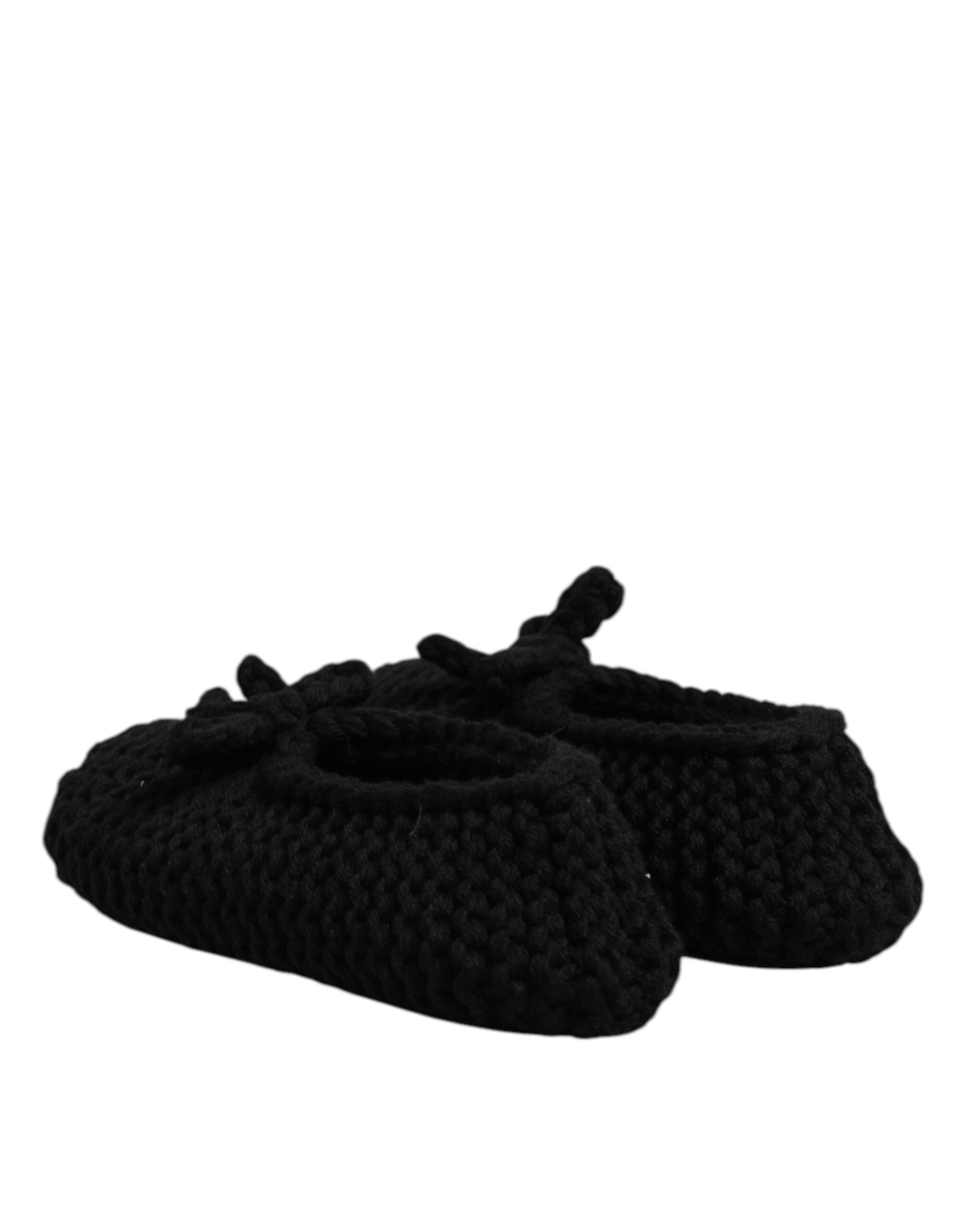 Dolce & Gabbana Dolce & Gabbana Black Wool Slip On Flats Ballerina Women's Shoes