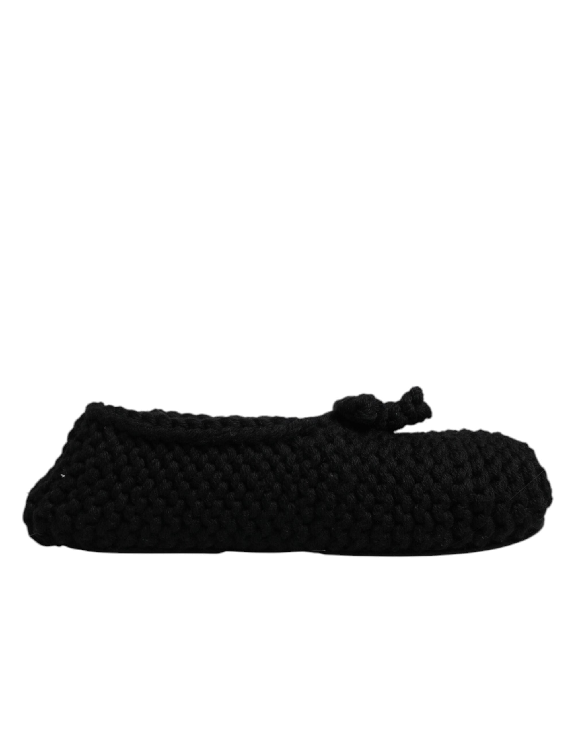 Dolce & Gabbana Dolce & Gabbana Black Wool Slip On Flats Ballerina Women's Shoes