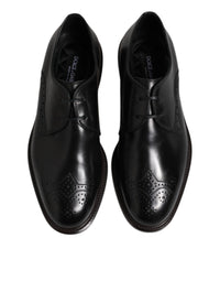 Dolce & Gabbana Dolce & Gabbana Black Leather Derby Wingtip Formal Men's Shoes