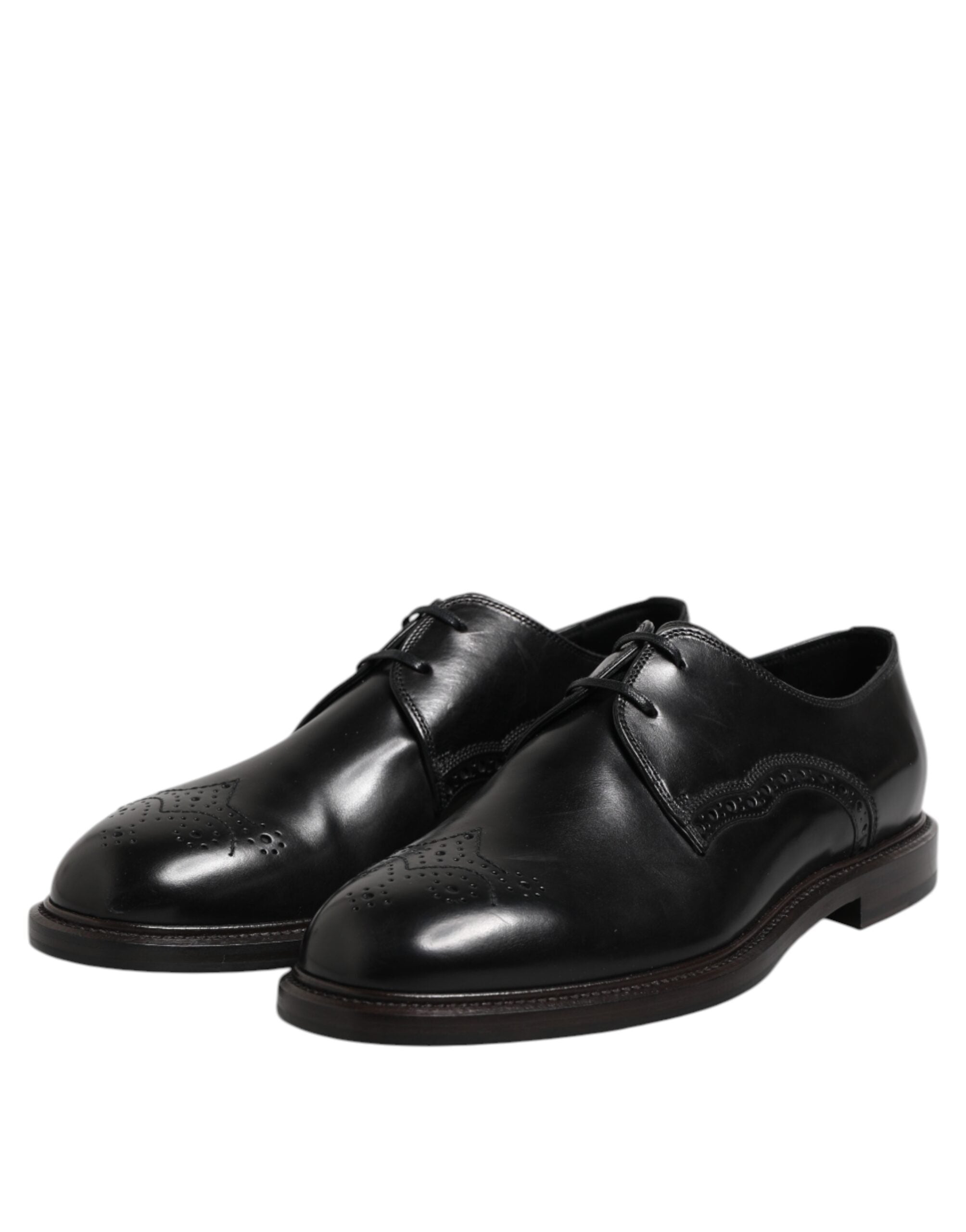 Dolce & Gabbana Dolce & Gabbana Black Leather Derby Wingtip Formal Men's Shoes