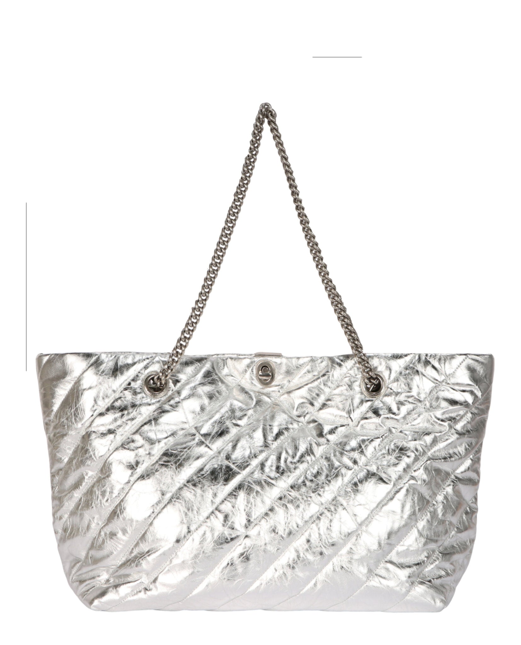 Balenciaga Womens Medium Metallized Quilted Crush Carry All Tote Bag