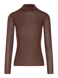 Saint Laurent Women Ribbed Silk Cassandre Top With A High Neck