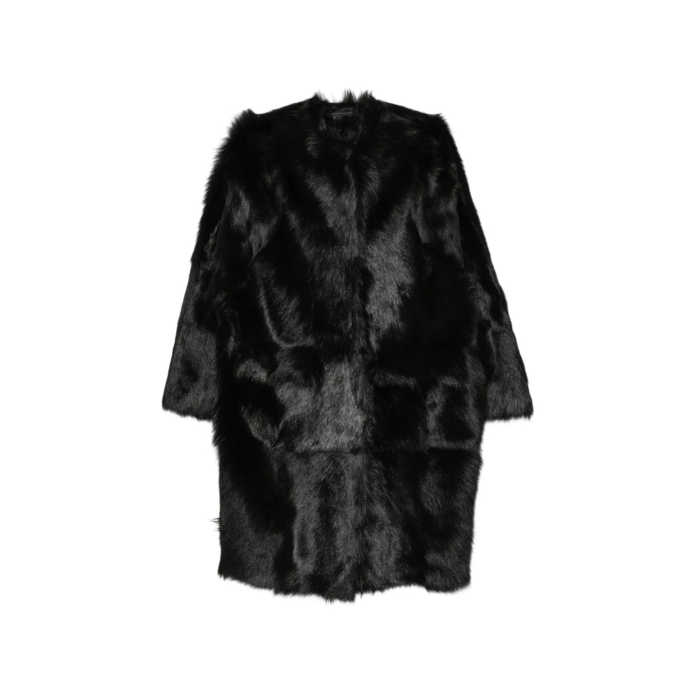 Toteme Black Coats - Faux Fur Coats Women