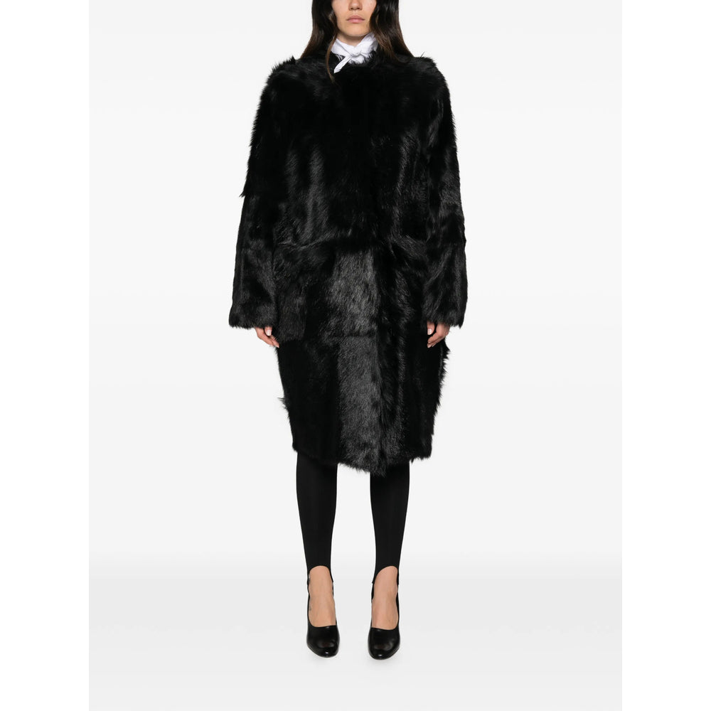 Toteme Black Coats - Faux Fur Coats Women