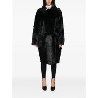 Toteme Black Coats - Faux Fur Coats Women