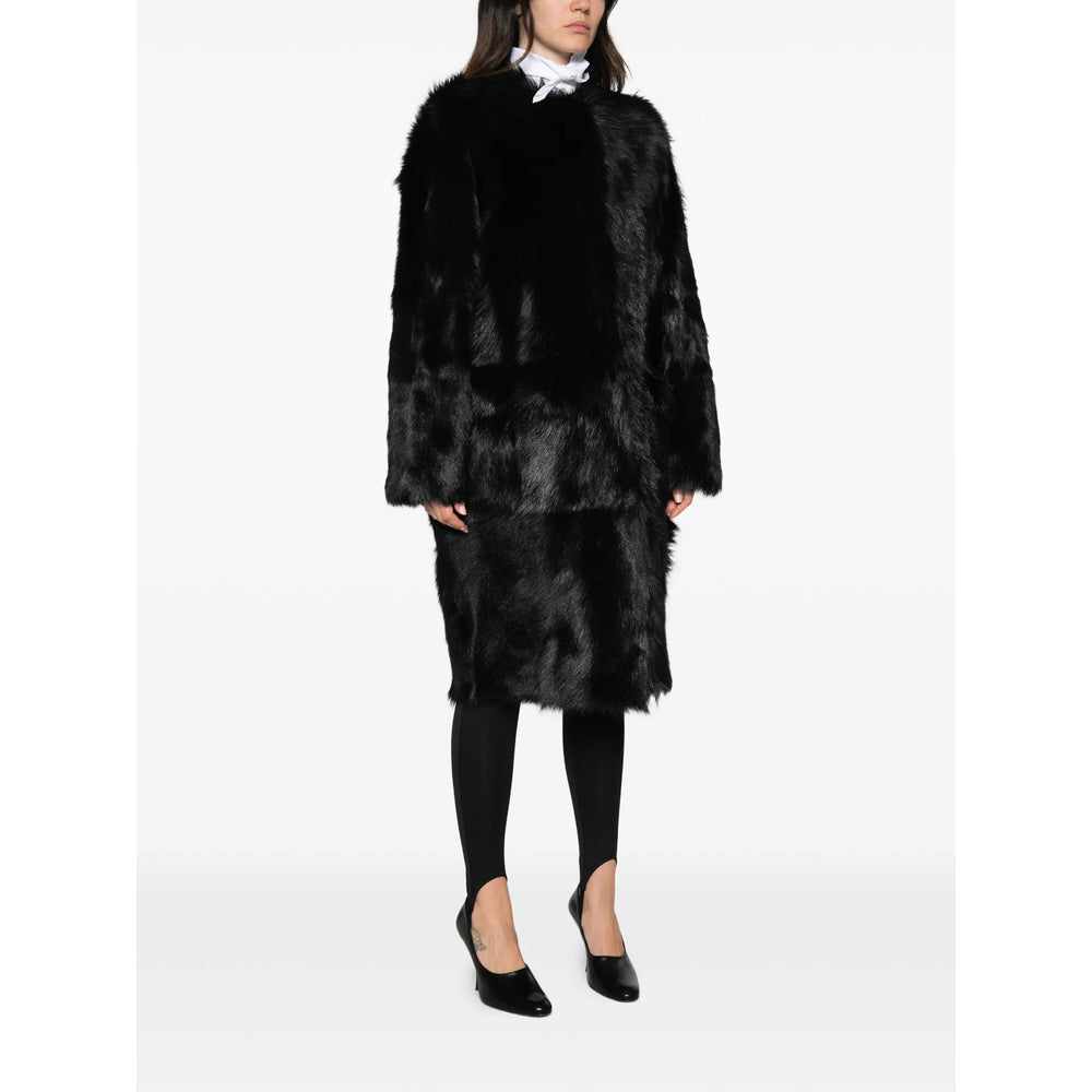 Toteme Black Coats - Faux Fur Coats Women