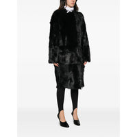 Toteme Black Coats - Faux Fur Coats Women