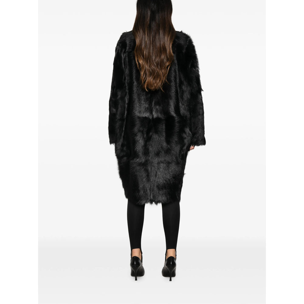 Toteme Black Coats - Faux Fur Coats Women