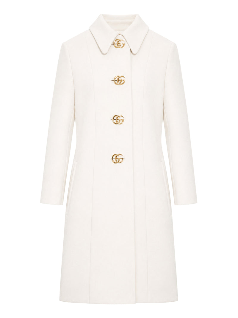 Gucci Women Wool Natté Coat With Double G Button