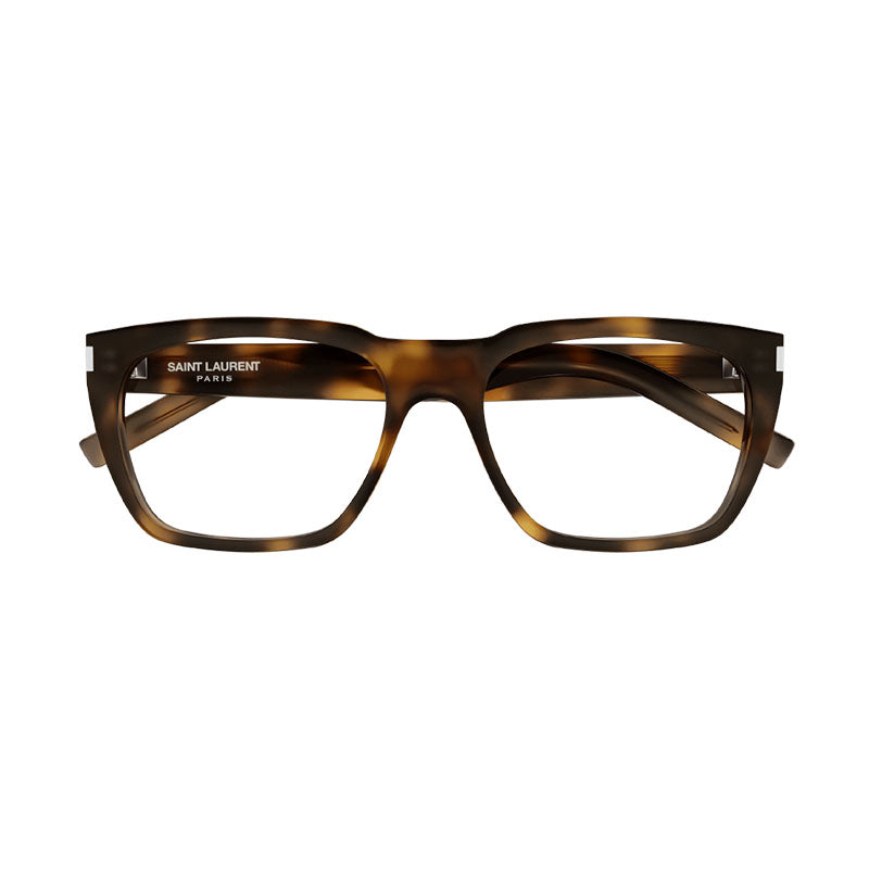 Saint Laurent Eyeglasses Rectangle Full Rim, Havana Frame and Clear Demo Lenses Lens SL598OPT003